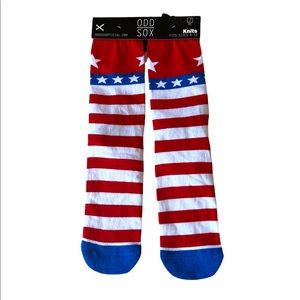 NWT ODD SOX Knits Crew Socks USA Red, White, Blue Stars & Stripes